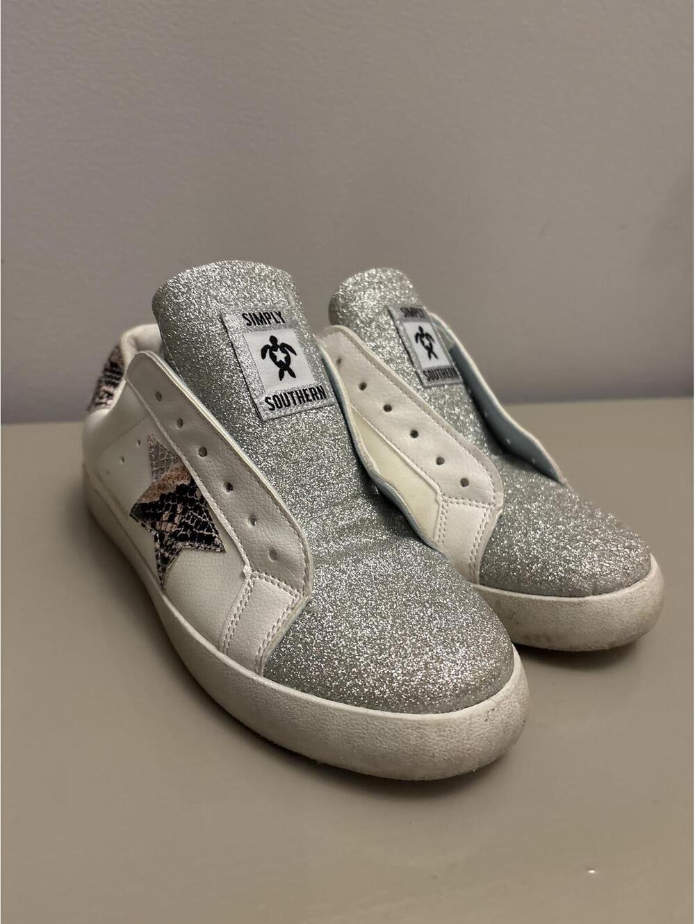 Simply Southern Women's Glitter and Snake Print Sneakers shoes size 6 [COPY]